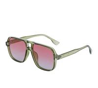 MUTYNE Modische quadratische Sonnenbrille mit Doppelsteg für Damen, trendiger Luxus, großer Rahmen, für Herren, zum Fahren im Freien, UV400 (Grün, Farbverlauf, Pink)