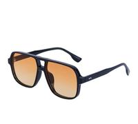 MUTYNE Modische quadratische Sonnenbrille mit Doppelsteg für Damen, trendiger Luxus, großer Rahmen, Herren, fürs Autofahren im Freien, UV400 (schwarz-gelb)