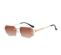 MUTYNE Modische randlose kleine quadratische Sonnenbrille für Damen, trendig, luxuriös, für Herren, Reisen, Autofahren, UV400 (Gold Gradient Tea)