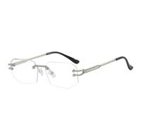 MUTYNE Modische randlose kleine quadratische Sonnenbrille für Damen, trendig, luxuriös, für Männer, Reisen, Autofahren, UV400 (silberfarben, transparent)