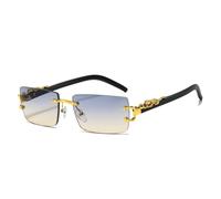 MUTYNE Modische randlose Sonnenbrille für Damen und Herren, dekorative rechteckige Sonnenbrille (Blauer Tee)