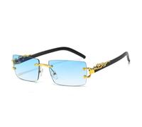 MUTYNE Modische randlose Sonnenbrille für Damen und Herren, dekorative rechteckige Sonnenbrille (blauer Farbverlauf)