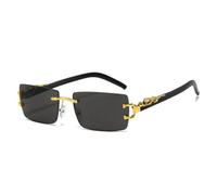 MUTYNE Modische randlose Sonnenbrille für Damen und Herren, dekorative rechteckige Sonnenbrille (Schwarz)