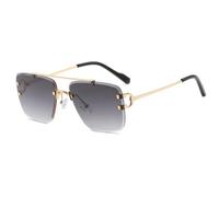 MUTYNE Modische randlose Sonnenbrille mit Spikes und Nieten, Vintage-Brille für Damen und Herren, C01 Goldgrau, Einheitsgröße