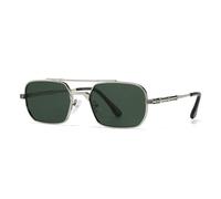 MUTYNE Modische rechteckige Sonnenbrille mit Doppelsteg für Damen, Retro-Stil mit quadratischen Nieten, Punk-Stil für Herren, UV400-Schutz (C3 Silbergrün)