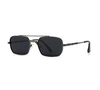 MUTYNE Modische rechteckige Sonnenbrille mit Doppelsteg, Retro-Design mit quadratischen Nieten, Punk-Stil, UV400-Schutz (C4 Gun Black)