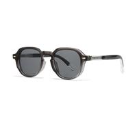 MUTYNE Modische runde Nieten Herren Punk Sonnenbrille UV400 Retro Damen Trend Farbverlauf (Grau-Grau)