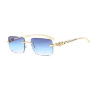 MUTYNE Modische Sonnenbrille für Damen, Retro-Sonnenbrille mit randlosem Farbverlauf, Schneidlinse, rahmenlose Damenbrille, C11 Blue Gra Gold, Einheitsgröße