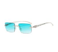 MUTYNE Modische Sonnenbrille für Damen, Retro-Sonnenbrille mit randlosem Farbverlauf, Schneidlinse, rahmenlose Damenbrille, C09 Grün Silber, Einheitsgröße