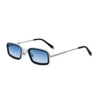 MUTYNE Modische Sonnenbrille mit kleinem quadratischem Rahmen aus Metall für Damen, trendig, luxuriös, für Herren, zum Fahren im Freien, UV400 (Silber, Farbverlauf, Blau)