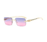 MUTYNE Modische Sonnenbrillen für Damen, randlos, mit Farbverlauf, Retro-Sonnenbrille, rahmenlose Damenbrille, C13 Blau Rosa Gold, Einheitsgröße