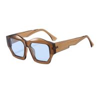 MUTYNE Modische, unregelmäßige, quadratische Katzenaugen-Sonnenbrille für Damen und Herren, Vintage, Outdoor-Sport, Fahren, UV400 (Teeblau)