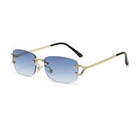 MUTYNE Modische Vintage-Sonnenbrille aus Metall, quadratisch, randlos, für Damen und Herren, luxuriöse Sonnenbrille für Damen, kleine trendige Sonnenbrillen, Blau, Einheitsgröße