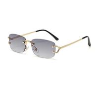 Modische Vintage-Sonnenbrille aus Metall, quadratisch, randlos, für Damen und Herren, luxuriöse Sonnenbrille für Damen, kleine trendige Sonnenbrillen, grau, Einheitsgröße
