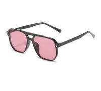 MUTYNE Nieten Quadratische Sonnenbrille Damenmode Doppelstrahl-Sonnenbrille Weiblich Ozean Gelb Farbe Brillen Strandbrille UV400,Schwarz Lila,Einheitsgröße