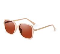 MUTYNE Polarisierte Sonnenbrille für Damen, modisch, großer Rahmen, quadratische Sonnenbrille, zum Fahren, polarisierte Sonnenbrillen, Retro-Brille, Beige Tee, Einheitsgröße