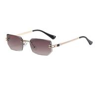 MUTYNE Polygon Randlose Sonnenbrille für Herren, Vintage, goldfarben, schwarze Gläser, Sonnenbrille für Damen, rechteckig, UV400, Goldbraun, Einheitsgröße