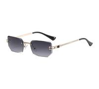 MUTYNE Polygon Randlose Sonnenbrille Herren Vintage Gold Schwarz Linse Sonnenbrille für Damen Rechteck UV400, Gold Schwarz, Einheitsgröße