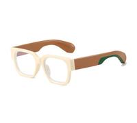 MUTYNE Quadratische Brillenfassung Damen Herren Brille Farbmix Breiter Bügel (Beige)