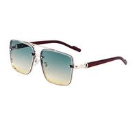 MUTYNE Quadratische Holzsonnenbrille für Herren, luxuriöse Sonnenbrille für Damen, trendige Vintage-Randlose Modebrille, luxuriös, C2, Einheitsgröße