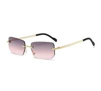 MUTYNE Quadratische rahmenlose Sonnenbrille für Damen, klassische ultraleichte Sonnenbrille aus Metall, Outdoor, Herren, lässiger Sonnenschutz, UV400 (Grau Pink)