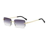 MUTYNE Quadratische rahmenlose Sonnenbrille für Damen, klassische ultraleichte Sonnenbrille aus Metall, Outdoor, Herren, lässiger Sonnenschutz, UV400 (grau)