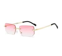 MUTYNE Quadratische rahmenlose Sonnenbrille für Damen, klassische ultraleichte Sonnenbrille aus Metall, Outdoor, Herren, lässiger Sonnenschutz, UV400 (Pink)