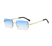 MUTYNE Quadratische rahmenlose Sonnenbrille für Damen, klassische ultraleichte Sonnenbrille aus Metall, Outdoor, Herren, lässiger Sonnenschutz, UV400 (blau)