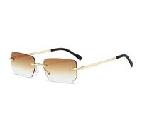 MUTYNE Quadratische rahmenlose Sonnenbrille für Damen, klassische ultraleichte Sonnenbrille aus Metall, Outdoor, Herren, lässiger Sonnenschutz, UV400 (Tee)
