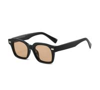 MUTYNE Quadratische Sonnenbrille Damen Modische Gläser UV400 Retro Nieten Herren Klar (Schwarz Champagner)