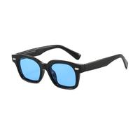 MUTYNE Quadratische Sonnenbrille Damen Modische Gläser UV400 Retro Nieten Herren Transparent (schwarz blau)