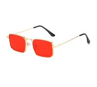MUTYNE Quadratische Sonnenbrille für Herren und Damen, modische Sonnenbrille aus Aluminium, Hip-Hop-Reisebrille (Rot)