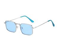 MUTYNE Quadratische Sonnenbrille für Herren und Damen, modische Sonnenbrille aus Aluminium, Hip-Hop-Reisebrille (Blau)