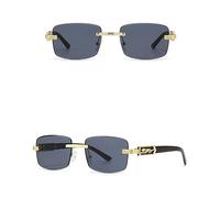 Quadratische Sonnenbrille im Retro-Stil, randlos, männlich, UV400, ohne Rahmen, Sonnenbrille, Metall, grün, braun, weiblich, Outdoor-Dekoration, 1, Einheitsgröße