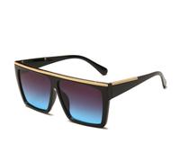 MUTYNE Quadratische übergroße Streifen-Sonnenbrille für Damen, Farbverlauf, großer Rahmen, Vintage-Sonnenbrille, weiblich, luxuriös, flache Sonnenbrille, C2, Einheitsgröße