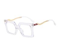 MUTYNE Quadratischer Brillenrahmen für Damen, Vintage, übergroße Brillenfassungen, weibliche Metallbrillen, transparent, Einheitsgröße