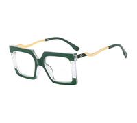 MUTYNE Quadratisches Brillengestell für Damen, Vintage, übergroße Brillengestelle, weibliche Metallbrillen, grün, Einheitsgröße