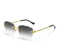 MUTYNE Rahmenlose Metall-Sonnenbrille für Herren, Wellenschneiden, Damen, randlos, blaue Sonnenbrille für Damen, modische Sonnenbrillen, UV400, Gold, Schwarz, Einheitsgröße