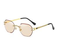 MUTYNE Rahmenlose Polygon-Sonnenbrille für Damen, quadratisch, Metall, Gold, männlich, randlose Sonnenbrille für Herren, UV400, Champagner, Einheitsgröße