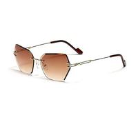 MUTYNE Randlose Cat-Eye-Sonnenbrille, Damen-Sonnenbrille mit Farbverlauf, Farbverlauf, Tee, Einheitsgröße