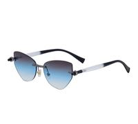 MUTYNE Randlose Cat-Eye-Sonnenbrille für Damen, Luxus-Sonnenbrille für Herren, Sommer, Reisen, Autofahren, UV400 (Teeblau/Weiß)