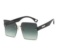 MUTYNE Randlose quadratische Sonnenbrille für Damen und Herren, luxuriös, für Outdoor-Sport, Sommer, Reisen, UV400 (schwarz/grün)