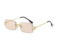 Randlose rechteckige Sonnenbrille für Herren, Metall, modisch, quadratische Sonnenbrille für Damen, rahmenlos, UV400, C3 Goldtee, Einheitsgröße