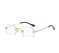 MUTYNE Randlose rechteckige Sonnenbrille, kleine quadratische Herren- und Damen-Sonnenbrille, Polygon-Blautöne, rahmenlose Brille, UV400, C33 Gold, transparent, Einheitsgröße