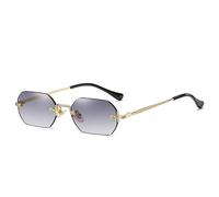 MUTYNE Randlose rechteckige Sonnenbrille, kleine quadratische Herren- und Damen-Sonnenbrille, Polygon-Blautöne, rahmenlose Brille, UV400, C25 Goldgrau, Einheitsgröße
