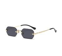 MUTYNE Randlose rechteckige Sonnenbrille, kleine quadratische Herren- und Damen-Sonnenbrille, Polygon-Blautöne, rahmenlose Brille, UV400, C32 Gold Schwarz, Einheitsgröße