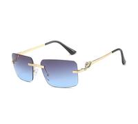 Randlose rechteckige Sonnenbrille, Retro-Vintage-Sonnenbrille aus Metall, modische, rahmenlose, getönte Brillen für Damen und Herren, C03 Graublau, Einheitsgröße