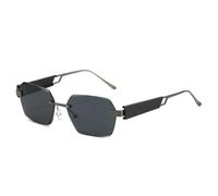 MUTYNE Randlose Retro-Sonnenbrille für Herren, modisch, quadratisch, Metallbeine, Sonnenbrille, Schneidgläser, Sonnenschutz (C1 Gun Black)