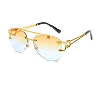 MUTYNE Randlose Sonnenbrille, modisches Metallgestell, Damen und Herren, große runde Gläser mit Farbverlauf, ideal für Reisen (9)