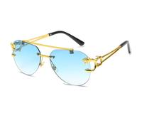 MUTYNE Randlose Sonnenbrille, modisches Metallgestell, Damen und Herren, große runde Gläser mit Farbverlauf, ideal für Reisen (6)